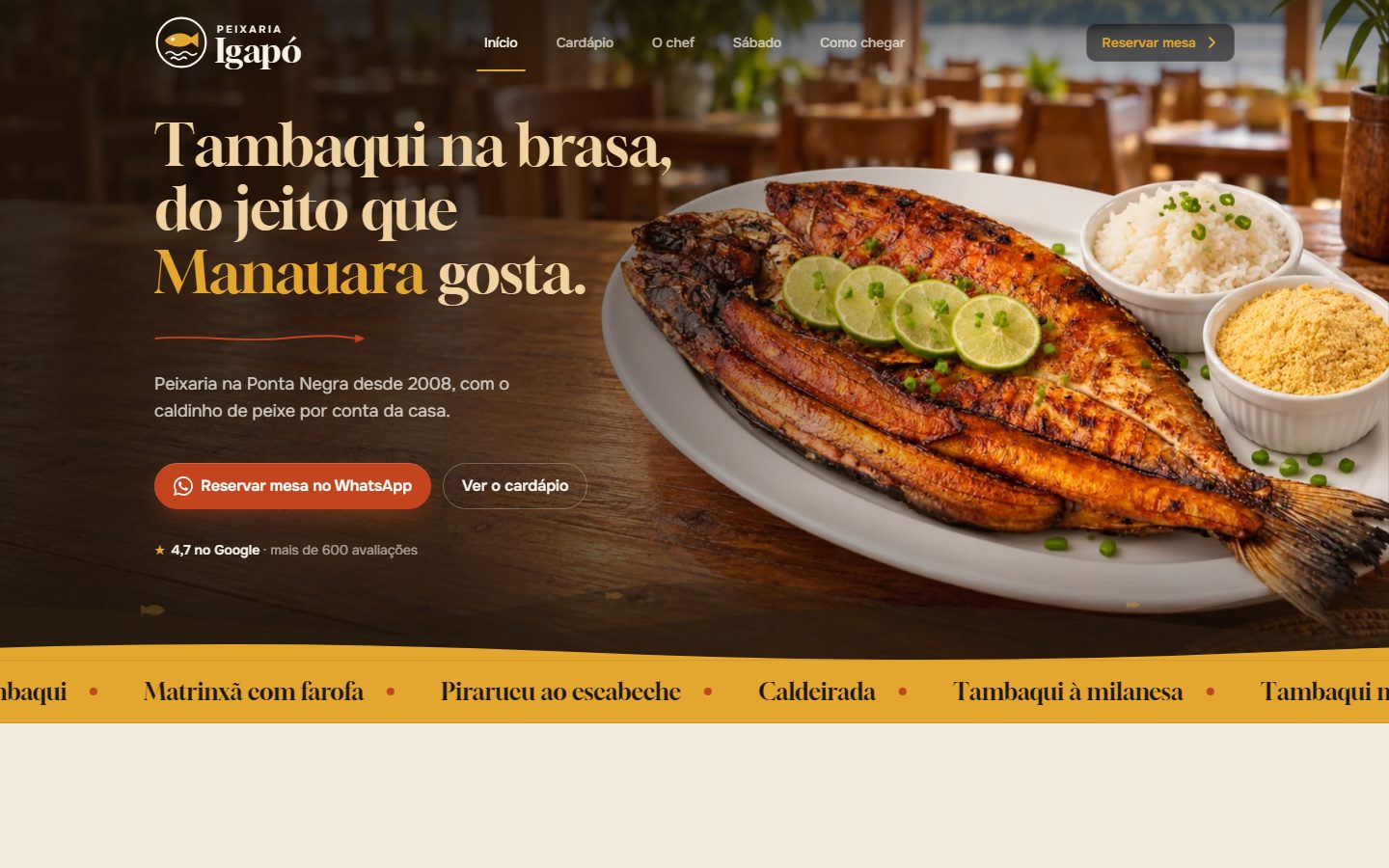 Site Peixaria Igapó